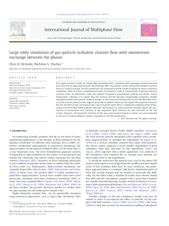 (PDF) Large eddy simulation of gas-particle turbulent channel flow with ...