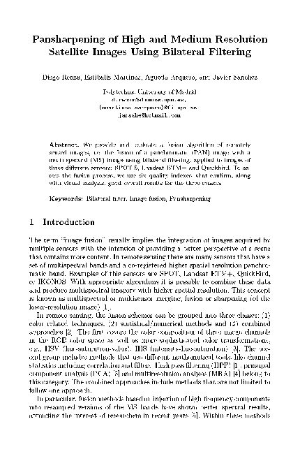 (PDF) Pansharpening of High and Medium Resolution Satellite Images ...