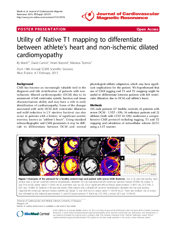 (PDF) Utility of Native T1 mapping to differentiate between athlete's ...