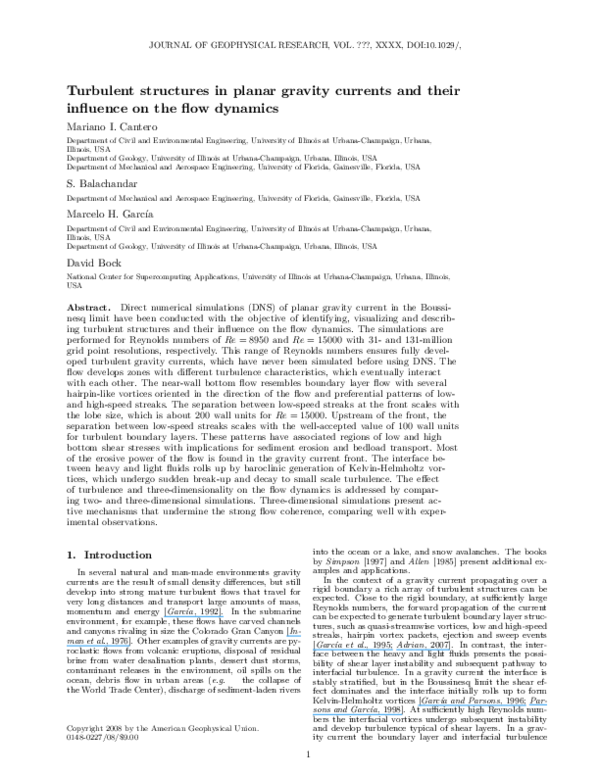(PDF) Turbulent structures in planar gravity currents and their ...