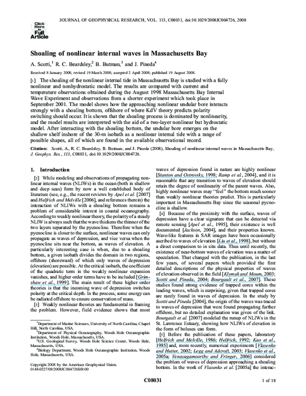 (PDF) Measurements of shoaling internal waves and turbulence in an ...