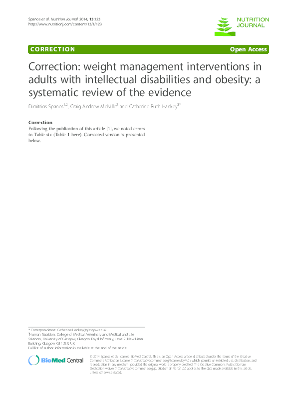 (PDF) Correction weight management interventions in adults with