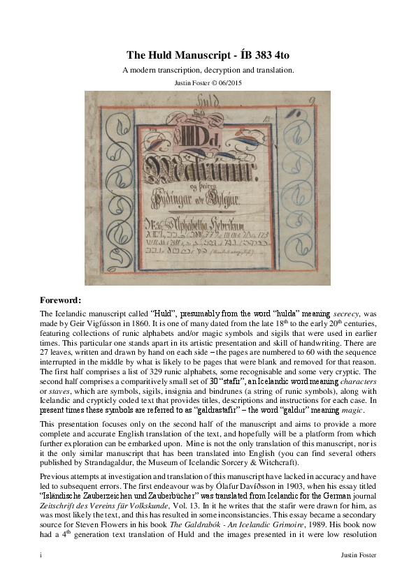 (PDF) Huld Manuscript of Galdrastafir Witchcraft Magic Symbols and ...