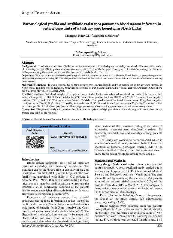 (PDF) Bacteriological profile and antibiotic resistance pattern in ...
