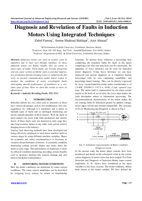 (PDF) Diagnosis and Revelation of Faults in Induction Motors Using ...