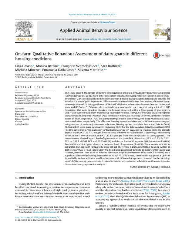 (PDF) On-farm Qualitative Behaviour Assessment of dairy goats in ...