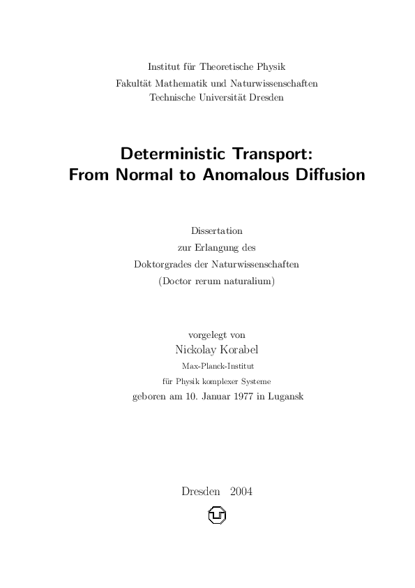 PDF) Deterministic transport: from normal to anomalous diffusion