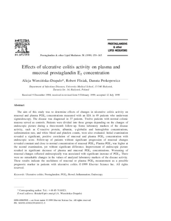 (PDF) Effects of ulcerative colitis activity on plasma and mucosal ...