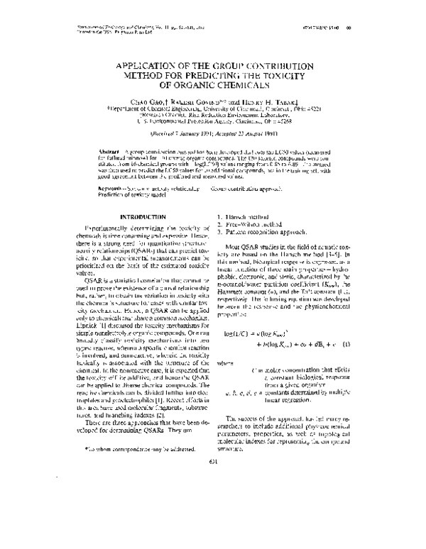 (PDF) APPLICATION OF THE GROUP CONTRIBUTION METHOD FOR PREDICTING THE ...