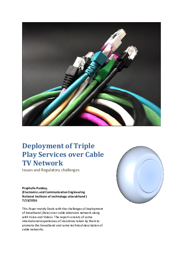 (PDF) Deployment of Triple Play Services over Cable TV Network Issues