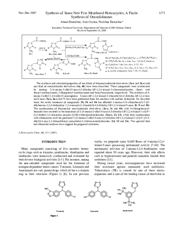 (PDF) Synthesis of some new five membered heterocycles, a facile ...