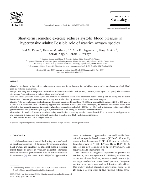 (PDF) Short-term isometric exercise reduces systolic blood pressure in ...