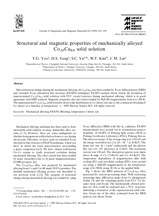 (PDF) Structural and magnetic properties of mechanically alloyed (Fe x ...