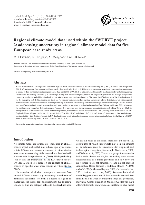 (PDF) Regional climate model data used within the SWURVE project – 2 ...
