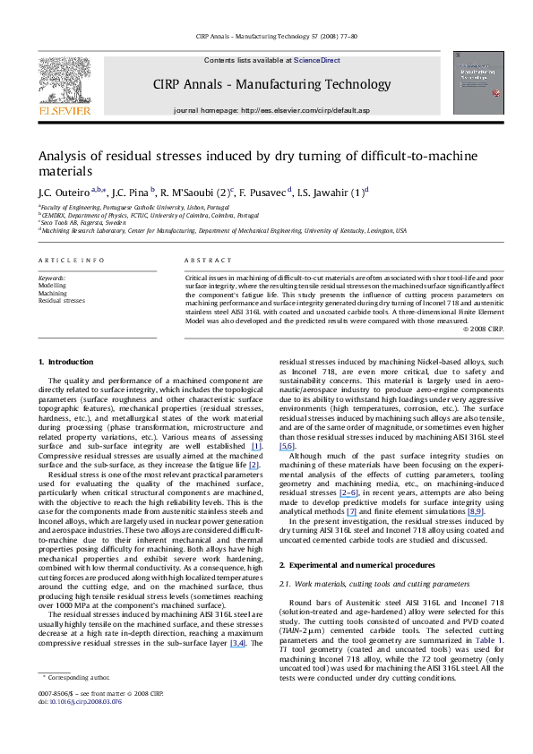 (PDF) Analysis of residual stresses induced by dry turning of difficult ...