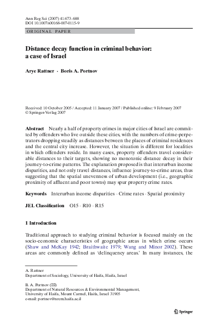 (PDF) Distance decay function in criminal behavior: a case of Israel