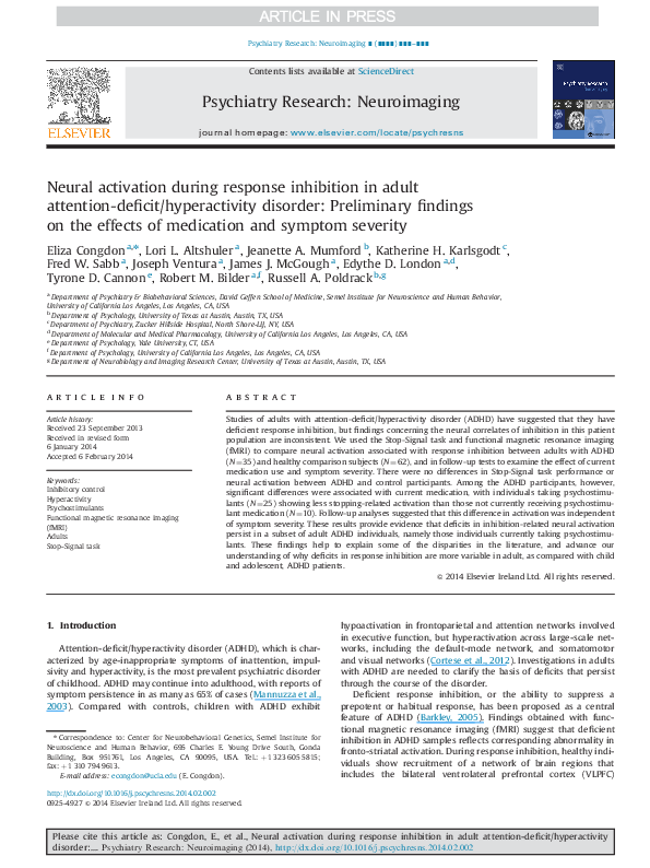 (PDF) Neural activation during response inhibition in adult attention ...