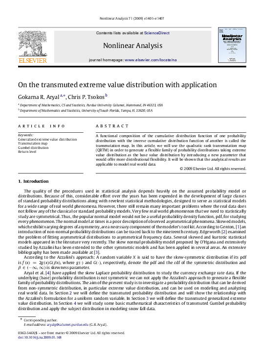 (PDF) On the transmuted extreme value distribution with application