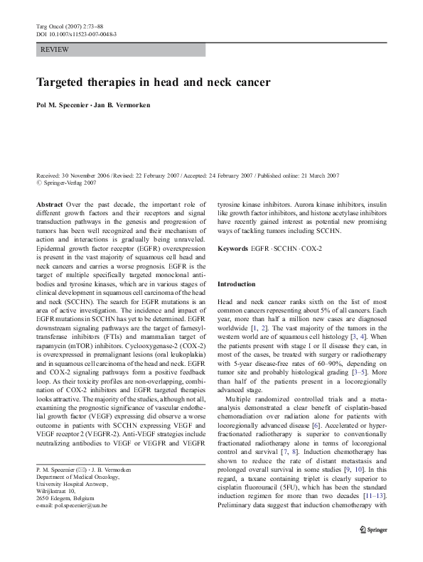(PDF) Targeted therapies in head and neck cancer