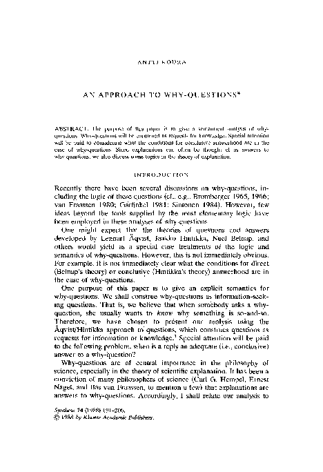 (PDF) An approach to why-questions