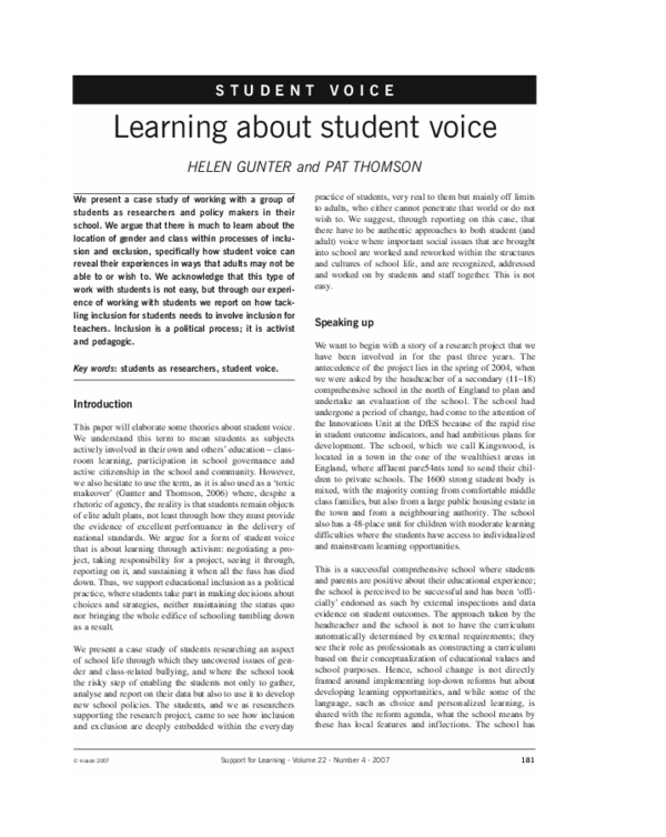 (PDF) Learning about student voice