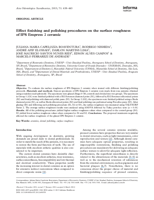 (PDF) Effect finishing and polishing procedures on the surface ...