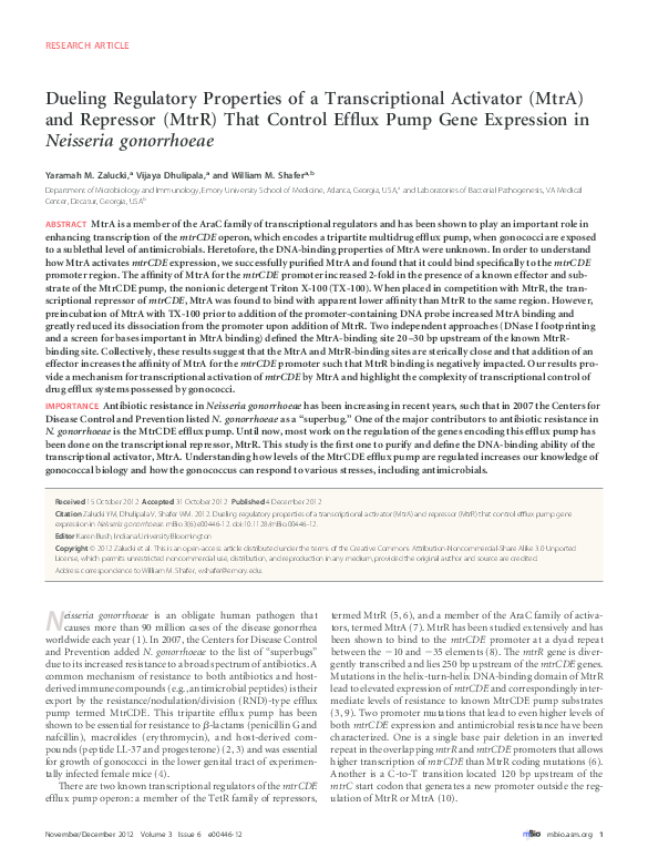 (PDF) Dueling Regulatory Properties of a Transcriptional Activator ...