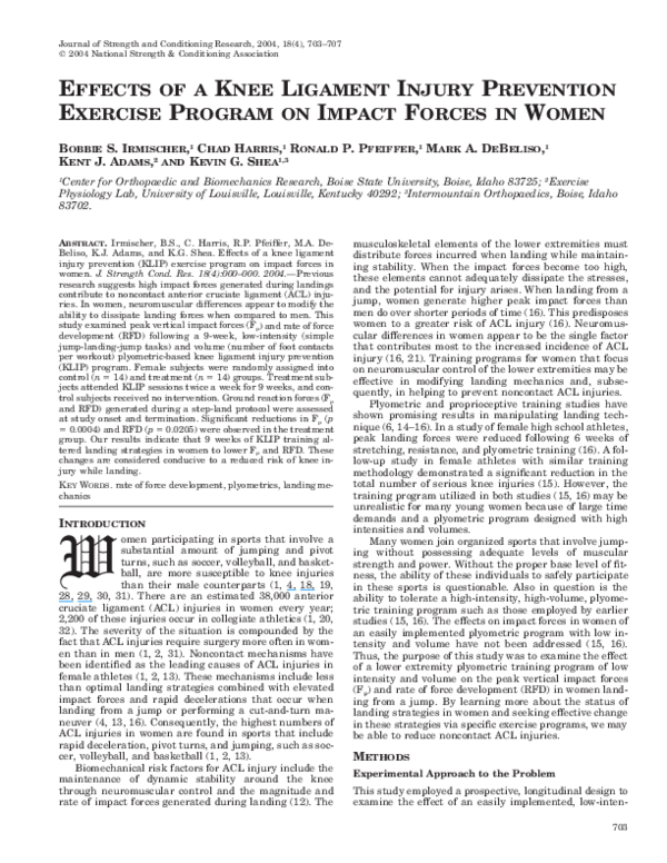 (PDF) Effects of a Knee Ligament Injury Prevention Exercise Program on ...