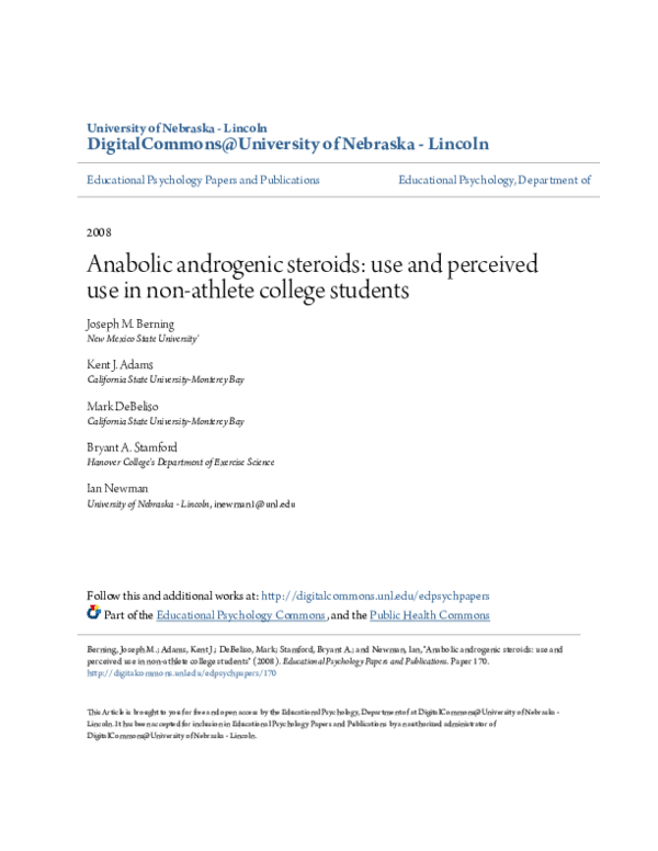 (PDF) Anabolic Androgenic Steroids: Use and Perceived Use in Nonathlete ...