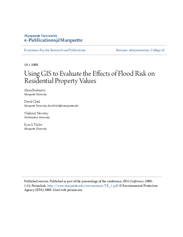 (PDF) Using GIS to Evaluate the Effects of Flood Risk on Residential ...