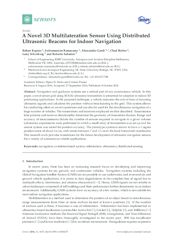 (PDF) A Novel 3D Multilateration Sensor Using Distributed Ultrasonic ...