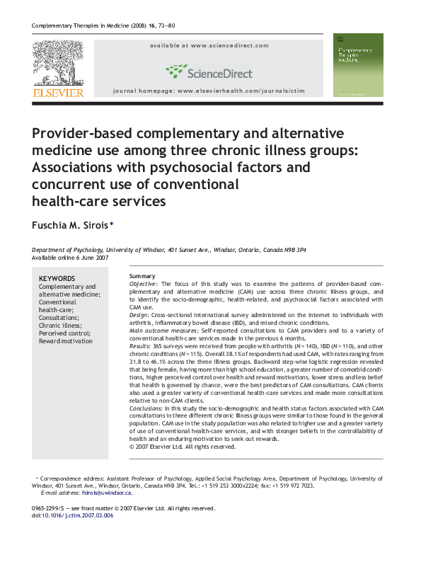 (PDF) Provider-based complementary and alternative medicine use among ...