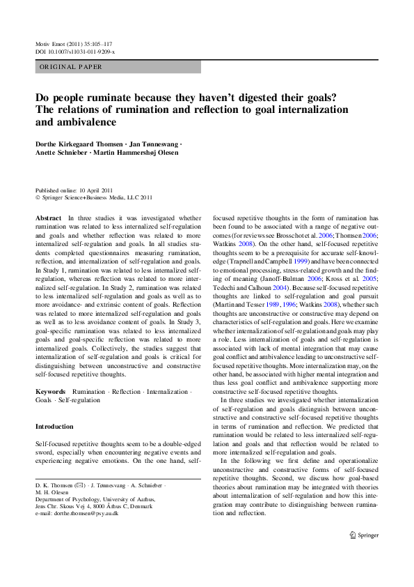 (PDF) Do people ruminate because they haven’t digested their goals? The