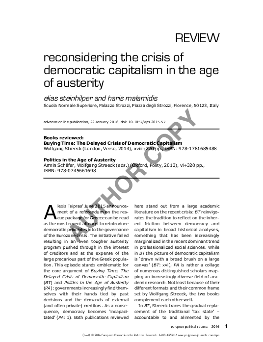 (PDF) Reconsidering the Crisis of Democratic Capitalism in the Age of ...