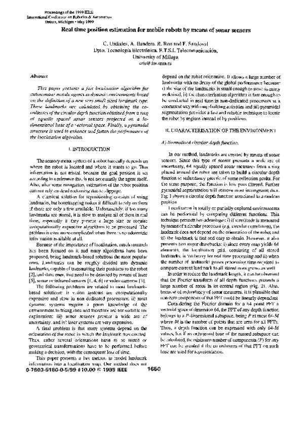 (PDF) Real time position estimation for mobile robots by means of sonar ...