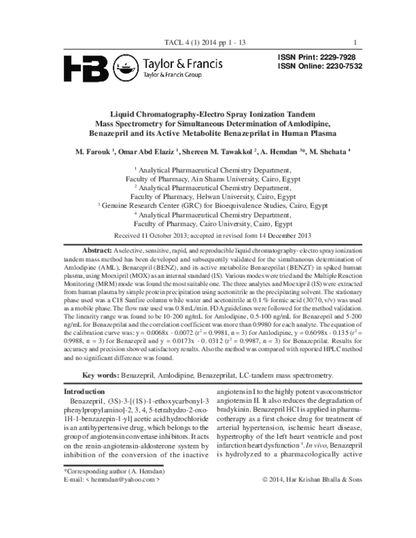 (PDF) Liquid chromatography/electrospray ionization tandem mass ...