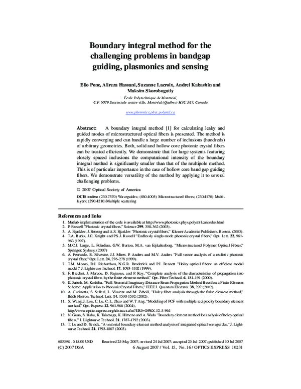 (PDF) Boundary integral method for the challenging problems in bandgap ...