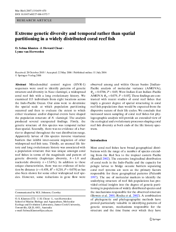 (PDF) Extreme genetic diversity and temporal rather than spatial ...
