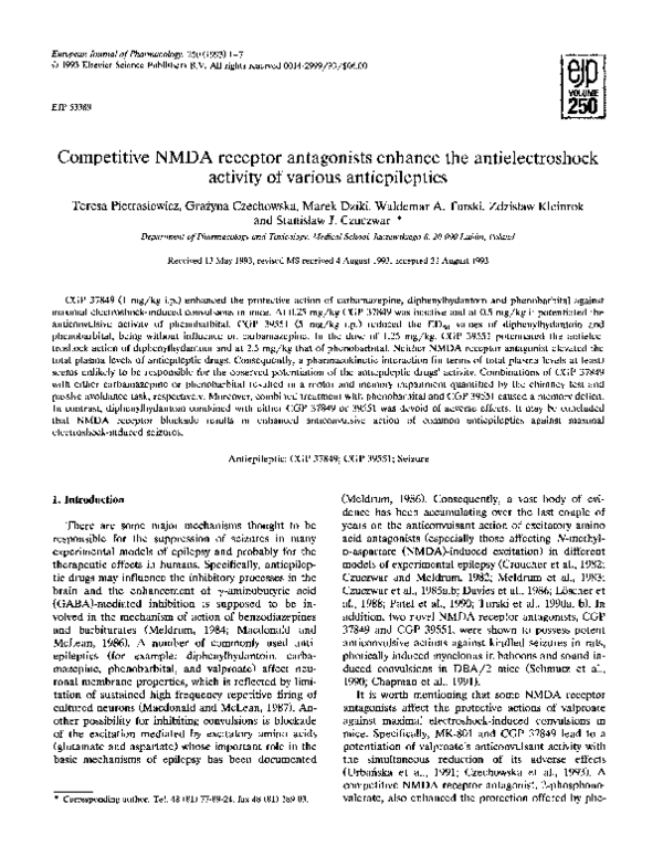 (PDF) Competitive NMDA receptor antagonists enhance the ...