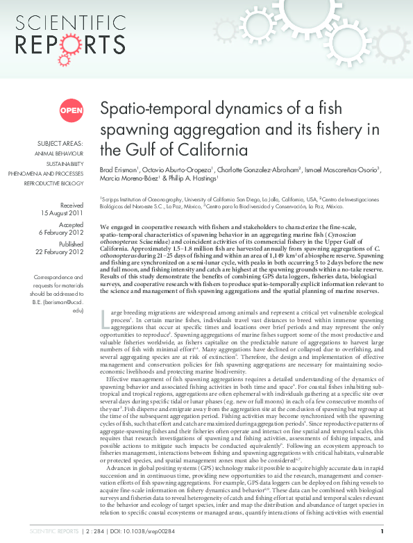 (PDF) Spatio-temporal dynamics of a fish spawning aggregation and its ...