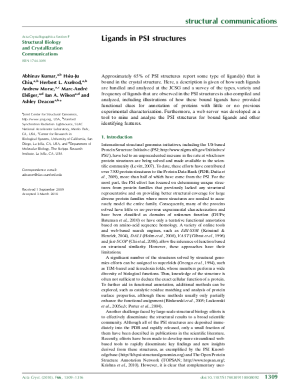 (PDF) Ligands in PSI structures
