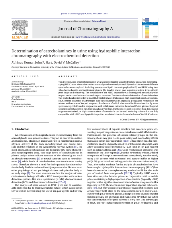 (PDF) Determination of catecholamines in urine using hydrophilic
