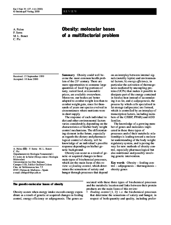 (PDF) Obesity: molecular bases of a multifactorial problem