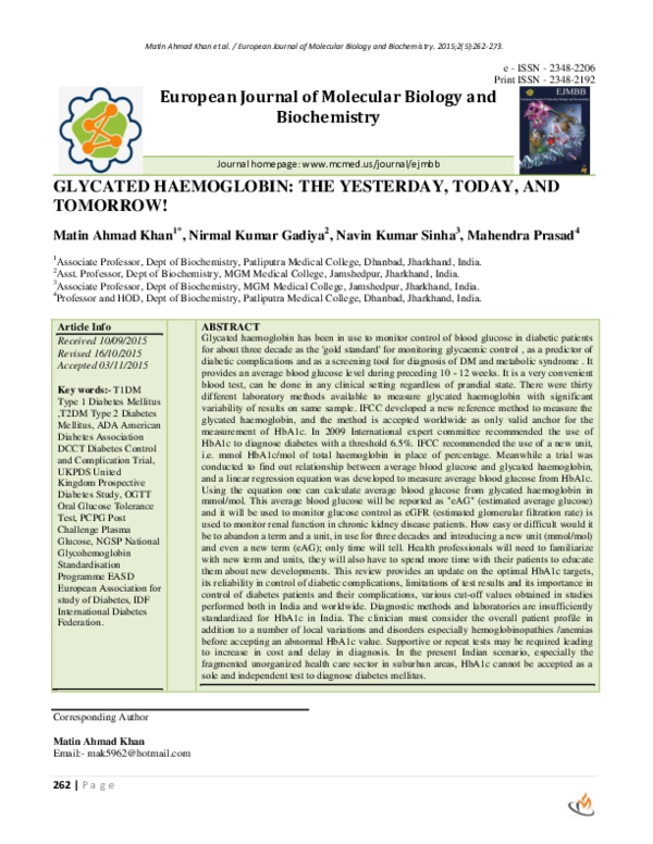 (PDF) European Journal of Molecular Biology and Biochemistry GLYCATED ...