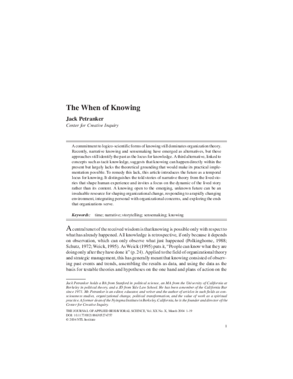 (PDF) The When of Knowing