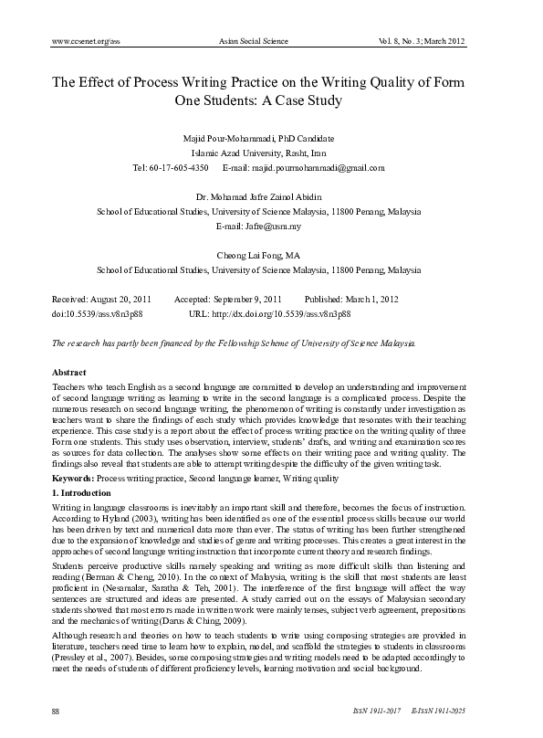 (PDF) The Effect of Process Writing Practice on the Writing Quality of ...
