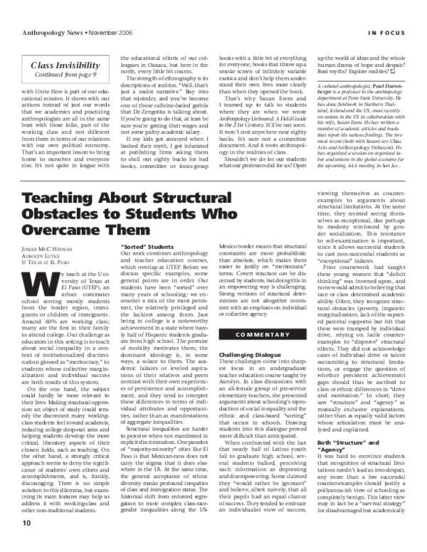 (PDF) Teaching About Structural Obstacles to Students Who Overcame Them