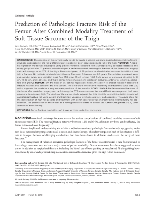 (PDF) Prediction of pathologic fracture risk of the femur after ...