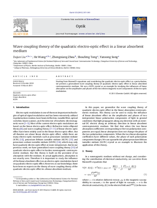 (PDF) Wave coupling theory of quadratic electro-optic effect and its ...