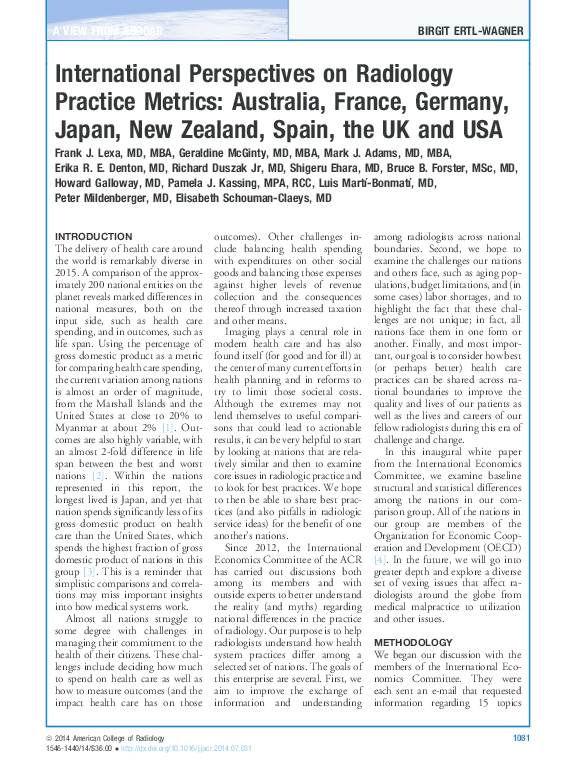 (PDF) International Perspectives on Radiology Practice Metrics ...